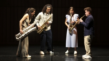 Maat Saxophone Quartet em gravação ao vivo 