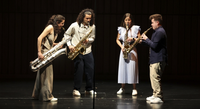 Imagem de Maat Saxophone Quartet em gravação ao vivo 